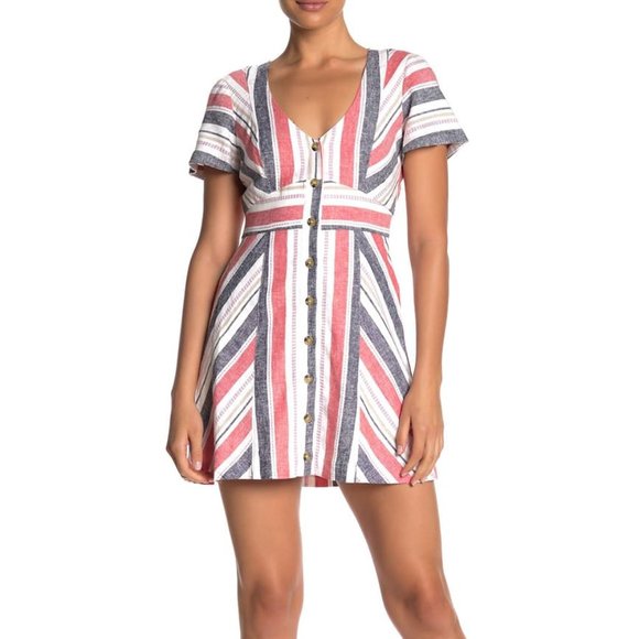 Parker Kacey Multicolor Striped Linen Blend Dress - Picture 3 of 13